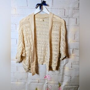 Faded Glory Beige Open-Knit Cardigan
